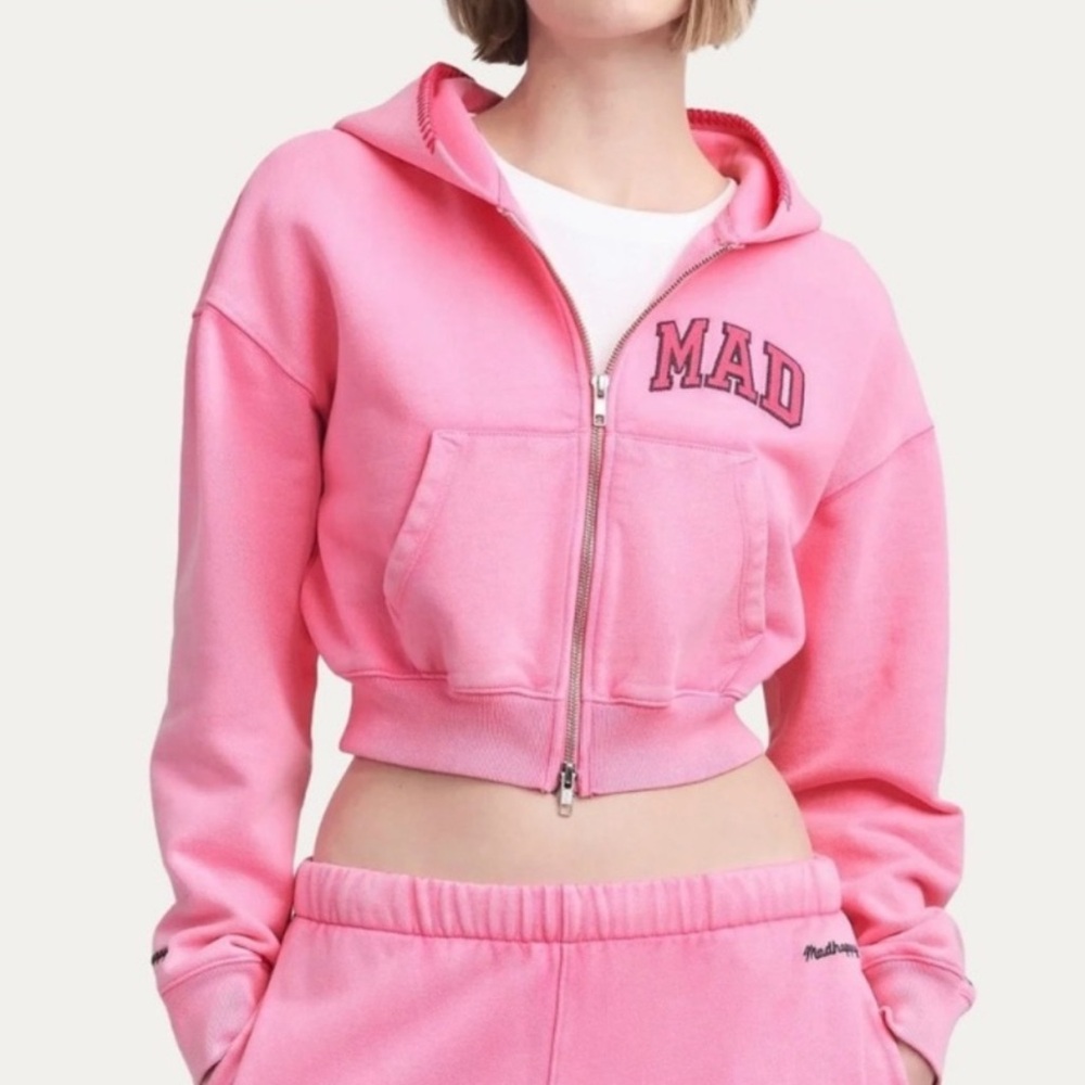 NWT Madhappy x Gap Pink Cropped Hoodie Zip Oversized Hoodie Sz XS